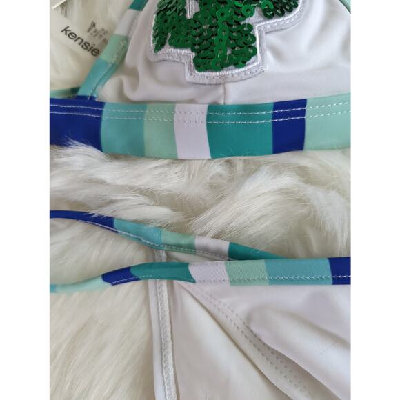 Kensie Sequin Cactus Triangle Bikini New Small - Picture 3 of 6